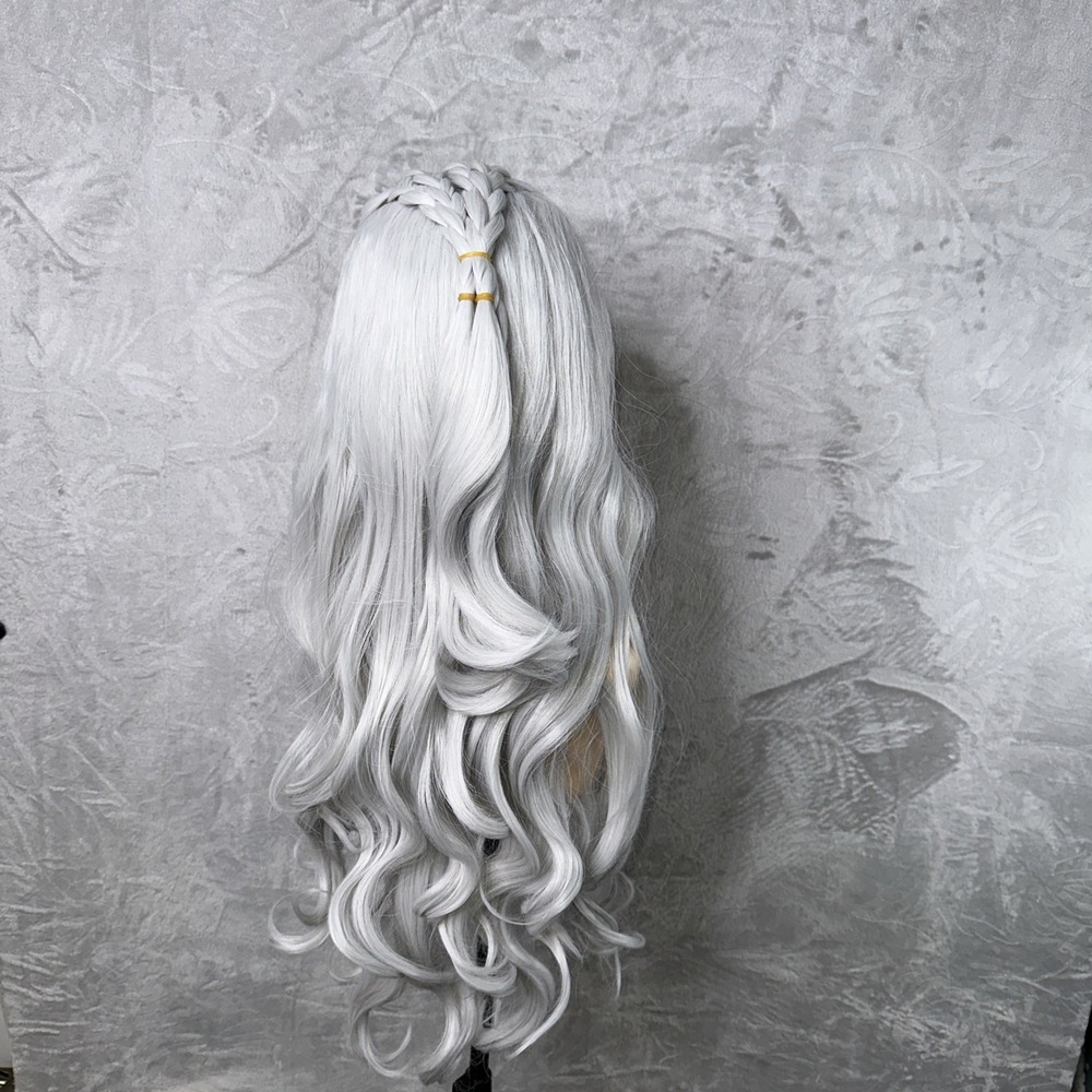 Platinum Braided and Curled 34" Wig Heat Resistant Synthetic NWOT